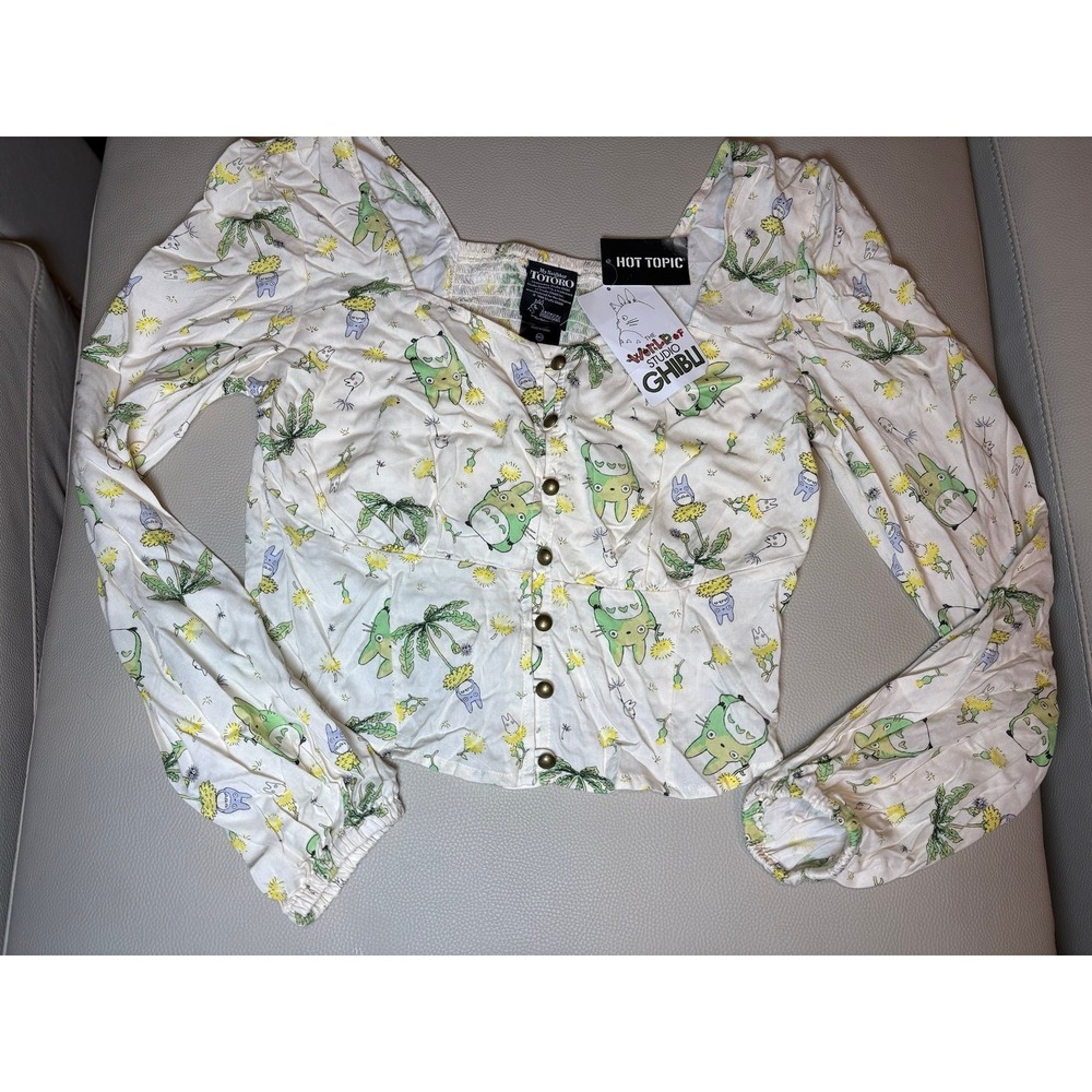 Hot Topic Her Universe My Neighbor Totoro Dandelion Balloon Sleeve Blouse MEDIUM